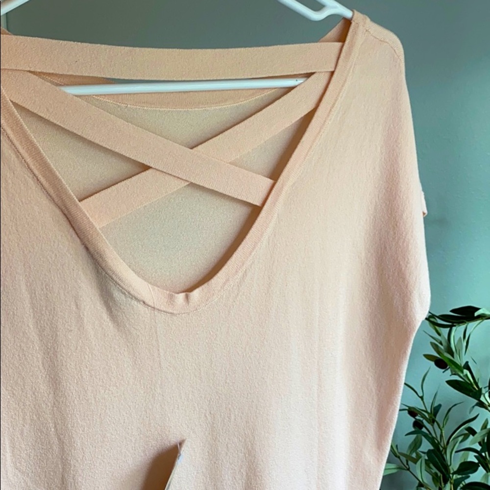 Ann Taylor Short Sleeve Sweater Blouse Blush